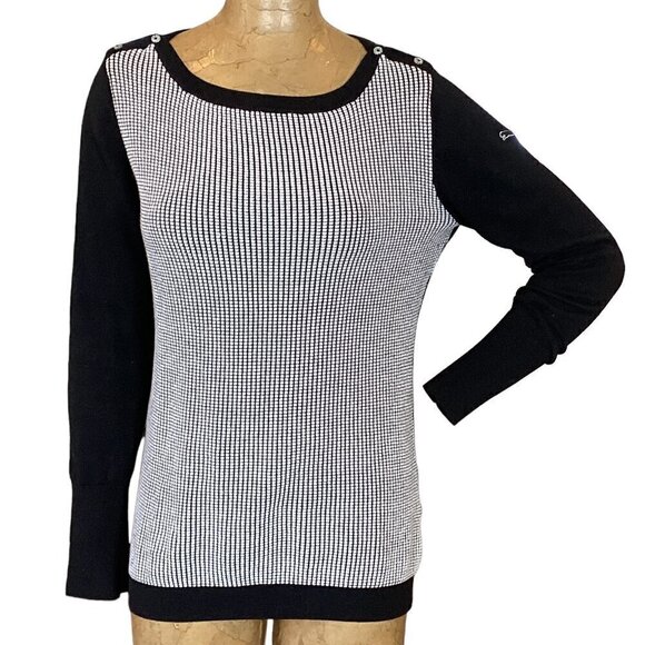 Puma Sport Cotton Golf Sweater Black & White Colorblock Sz L #23R - Picture 1 of 10